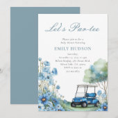 Golf Let's Par-tee Blauwe Baby Shower Kaart (Voorkant / Achterkant)
