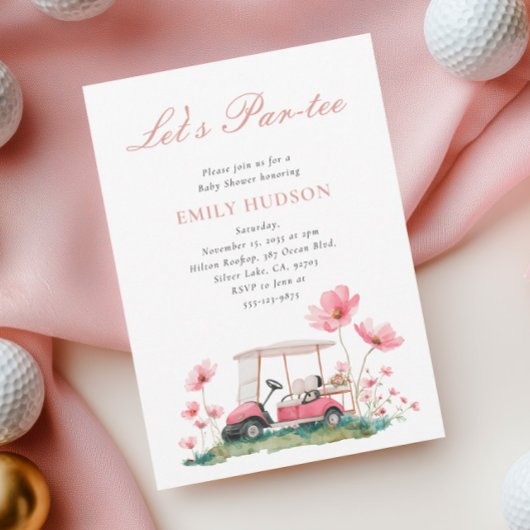 Golf Let's Par-tee Bloemenkleuren Baby Shower Kaart