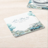 Golf Let's Par-tee Blue Baby Shower Kartonnen Onderzetters (Schuin)
