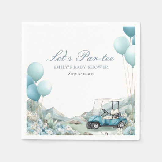 Golf Let's Par-tee Blue Baby Shower Servet (Voorkant)