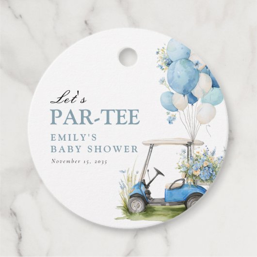 Golf Let's Par-tee Boy Baby Shower Bedankjes Labels (Voorkant)