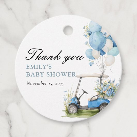 Golf Let's Par-tee Boy Baby Shower Bedankjes Labels (Voorkant)