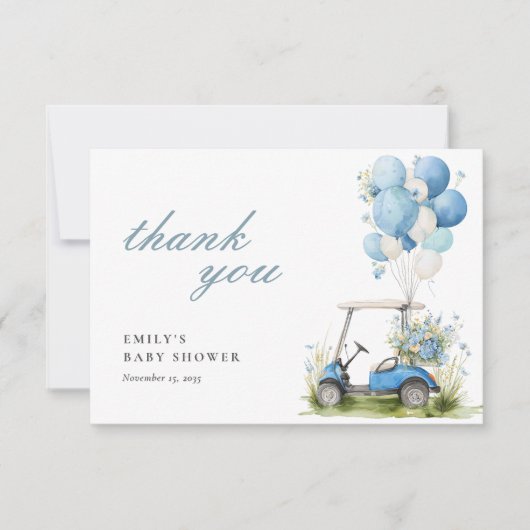 Golf Let's Par-tee Boy Baby Shower Bedankkaart (Voorkant)