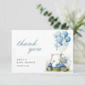 Golf Let's Par-tee Boy Baby Shower Bedankkaart (Staand voorkant)