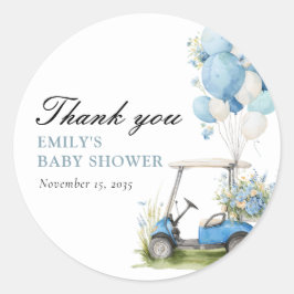 Golf Let's Par-tee Boy Baby Shower Ronde Sticker