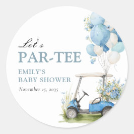 Golf Let's Par-tee Boy Baby Shower Ronde Sticker