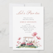 Golf Let's Par-tee Floral Baby Shower Kaart (Voorkant)