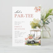 Golf Let's Par-tee Girl Baby Shower Kaart (Staand voorkant)