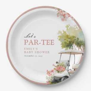 Golf Let's Par-tee Girl Baby Shower Papieren Bordje