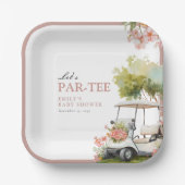 Golf Let's Par-tee Girl Baby Shower Papieren Bordje (Voorkant)