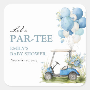 Golf Let's Par-tee Jongens Baby Shower Vierkante Sticker