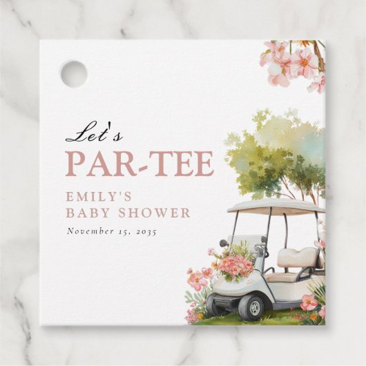 Golf Let's Par-tee Meisje Baby Shower Bedankjes Labels (Voorkant)