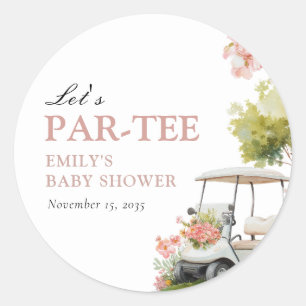 Golf Let's Par-tee Meisje Baby Shower Ronde Sticker
