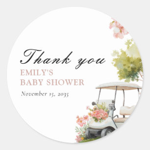 Golf Let's Par-tee Meisje Baby Shower Ronde Sticker