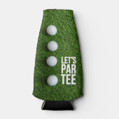 Golf Let's Par Tee met bal op groen gras Flesjeskoeler (Voorkant)