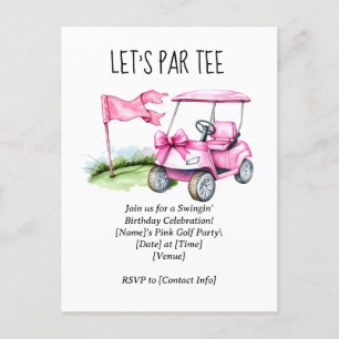 Golf Let's Par tee met golfvlag op groen Briefkaart