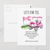 Golf Let's Par tee met golfvlag op groen Briefkaart (Voorkant / Achterkant)