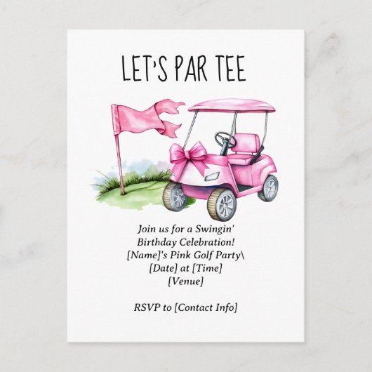 Golf Let's Par tee met golfvlag op groen Briefkaart (Voorkant)