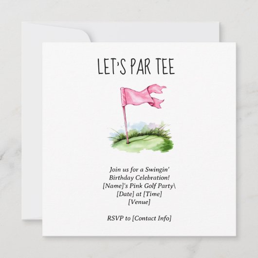 Golf Let's Par tee met golfvlag op groen  Kaart (Voorkant)