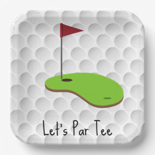 Golf Let's Par tee met golfvlag op groen wit Papieren Bordje