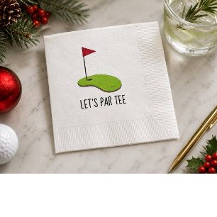 Golf Let's Par tee met golfvlag op groen wit Servet