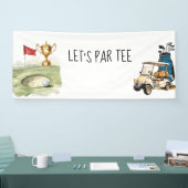 Golf Let's Par tee met golfvlag op groen wit Spandoek (Beurs)