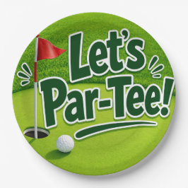 Golf Let's Par tee met golfvlag op groene witte ac Papieren Bordje
