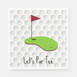 Golf Let's Par tee met golfvlag op groene witte Servet