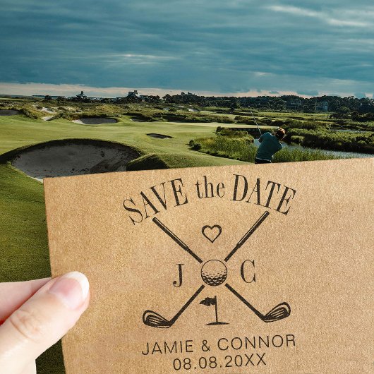 Golf Let's Par-Tee Wedding Save the Date Rubberstempel