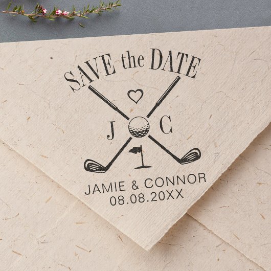 Golf Let's Par-Tee Wedding Save the Date Zelfinktende Stempel