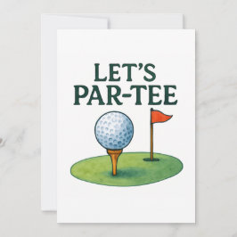 Golf Let's Party with Golf ball on tee Kaart
