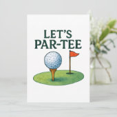 Golf Let's Party with Golf ball on tee Kaart (Staand voorkant)
