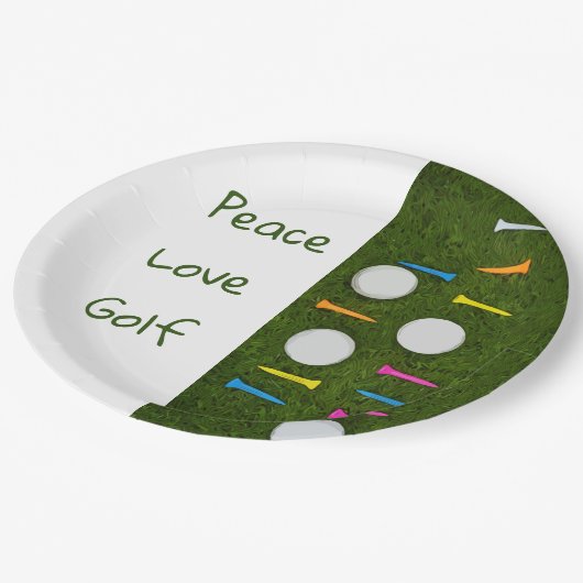 Golf-liefdesvogels met golfbal en t - shirts papieren bordje (Gekanteld)