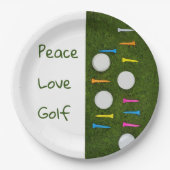 Golf-liefdesvogels met golfbal en t - shirts papieren bordje (Voorkant)
