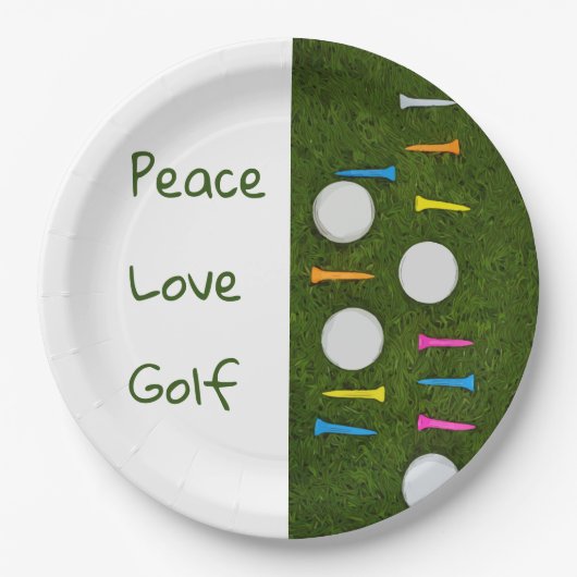 Golf-liefdesvogels met golfbal en t - shirts papieren bordje (Voorkant)