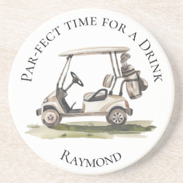 Golf Liefhebber Buggy Perfecte Tijd voor een Drank Zandsteen Onderzetter