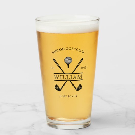 Golf Liefhebber Cross Club Naam Bier Glas (Voorkant gevuld)