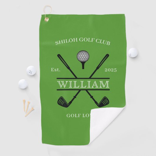 Golf Liefhebber Kruis Club Groen Golfhanddoek (Insitu)