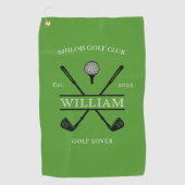 Golf Liefhebber Kruis Club Groen Golfhanddoek (Voorkant)