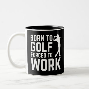 Golf liefhebbers Gift Geboren naar Golf Geforceerd Tweekleurige Koffiemok
