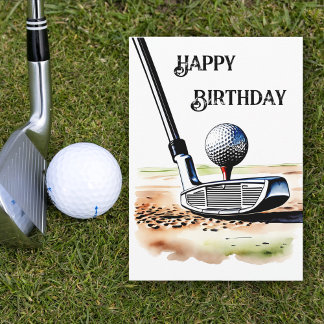 Golf liefhebbers waterverfschilderkunst verjaardag kaart