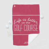 Golf Life Monogram Gemoderniseerde Golfer Magenta Golfhanddoek (Insitu)