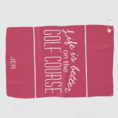 Golf Life Monogram Gemoderniseerde Golfer Magenta Golfhanddoek (Horizontaal)
