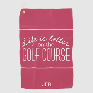 Golf Life Monogram Gemoderniseerde Golfer Magenta Golfhanddoek