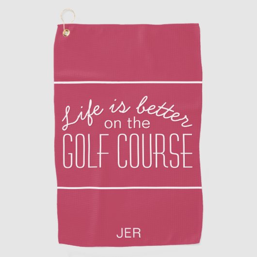 Golf Life Monogram Gemoderniseerde Golfer Magenta Golfhanddoek (Voorkant)