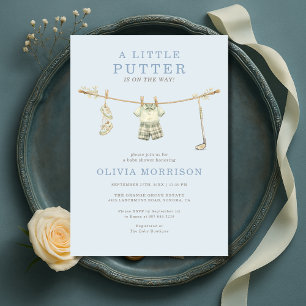 Golf Little Putter Stofblauwe Jongens Baby Shower Kaart
