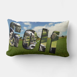 Golf Logo en valt op een groene lumbar kussen. Kussen