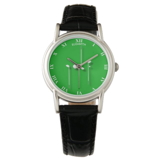 Golf-Logo met Golfbalclubs Birdie Eagle Golfer Horloge (Voorkant)