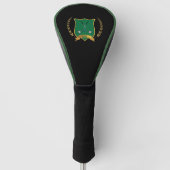 Golf Logo met golfclubs op zwart Golfheadcover (Voorkant)
