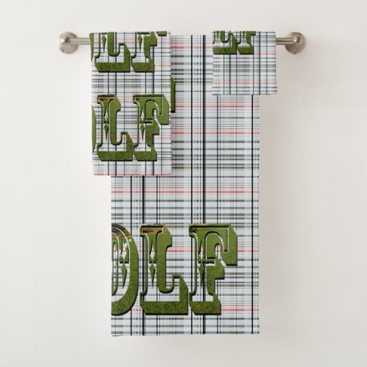 Golf Logo op wit geruite tartan, Bad Handdoek (Insitu)
